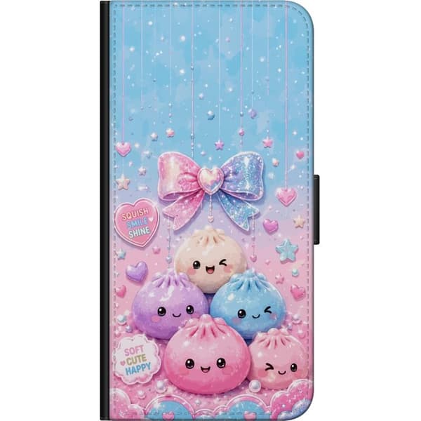 Kompatibel Tegnebogsetui til Samsung Galaxy Note10+ Glitrende dumplingfigurer med smilende ansigter, sløjfe, hjerter og stjerner i lyserøde pastelfar