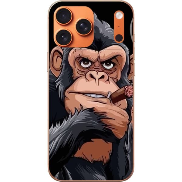 Kompatibelt Mobildeksel til Apple iPhone 18 Pro Max Grafisk illustrasjon av sjimpanse med sigar og provoserende håndgest