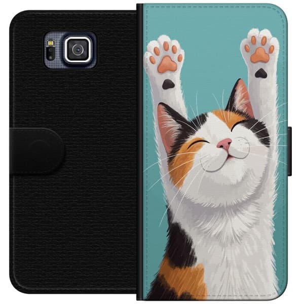 Kompatibelt Plånboksfodral till Samsung Galaxy Alpha Glad trefärgad katt