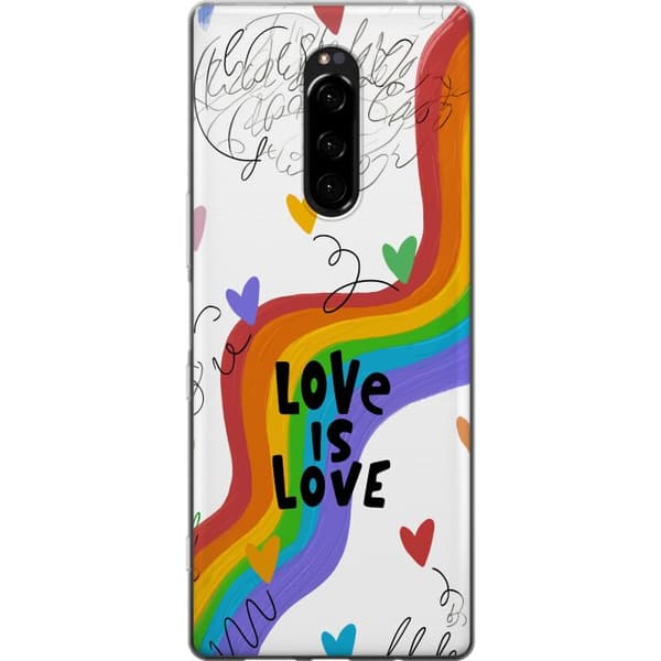 Kompatibelt Mobildeksel til Sony Xperia 1 Regnbåge med kärleksbudskap