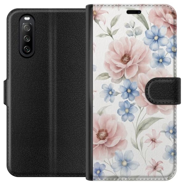 Kompatibel Tegnebogsetui til Sony Xperia 10 III Romantiske blomster