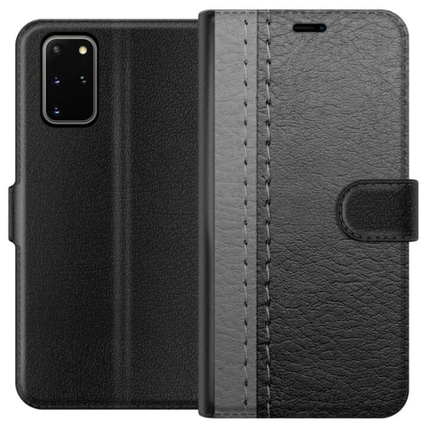 Kompatibelt Plånboksfodral till Samsung Galaxy S20+ Black & Grey Leather