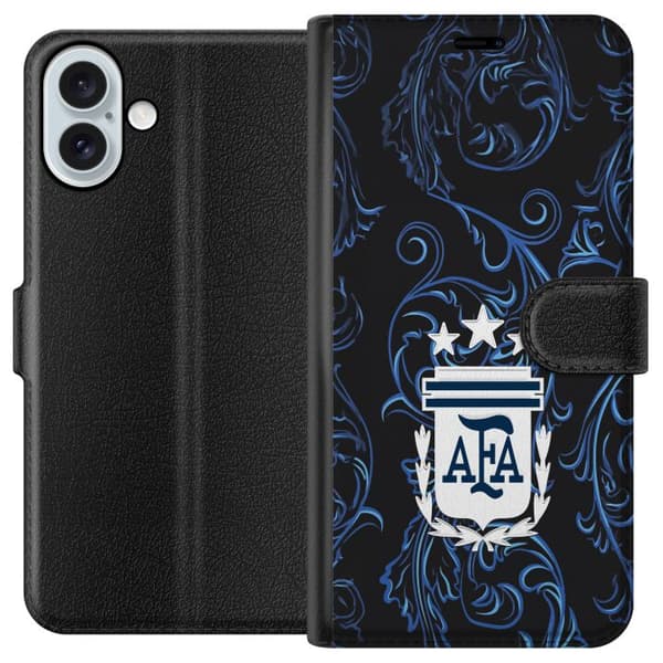Kompatibelt Plånboksfodral till Apple iPhone 16 Plus Argentina AFA-logotyp med elegant blå sportdesign