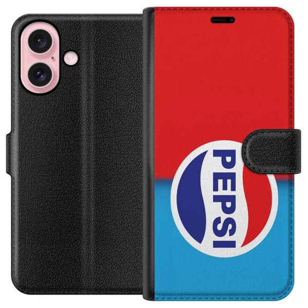 Kompatibelt Lommeboketui til Apple iPhone 16 Ikonisk Pepsi-design