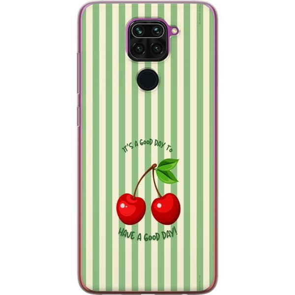 Kompatibelt Mobildeksel til Xiaomi Redmi Note 9 Søtt kirsebærbilde med hjerteformet design