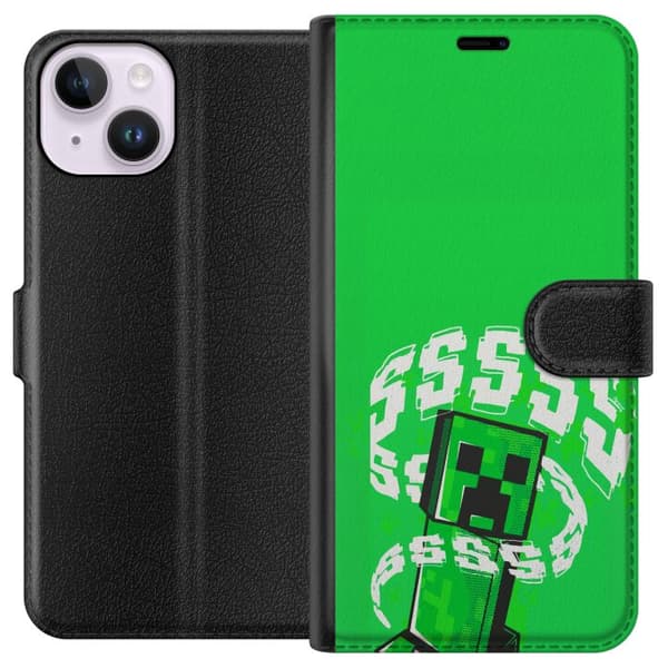 Kompatibel Tegnebogsetui til Apple iPhone 14 Grön pixelfigur