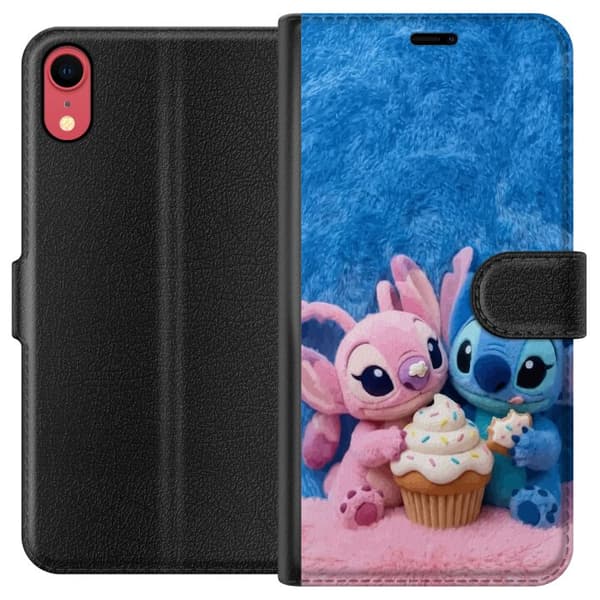Kompatibel Tegnebogsetui til Apple iPhone XR Søde blå og lyserøde figurer med stor cupcake og krymmel
