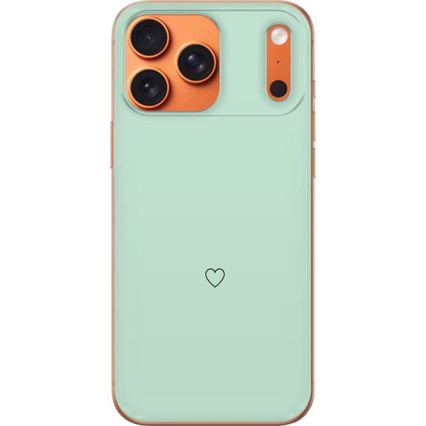 Kompatibel Mobilcover til Apple iPhone 18 Pro Max Enkel sort hjertekontur centreret mod mintgrøn baggrund