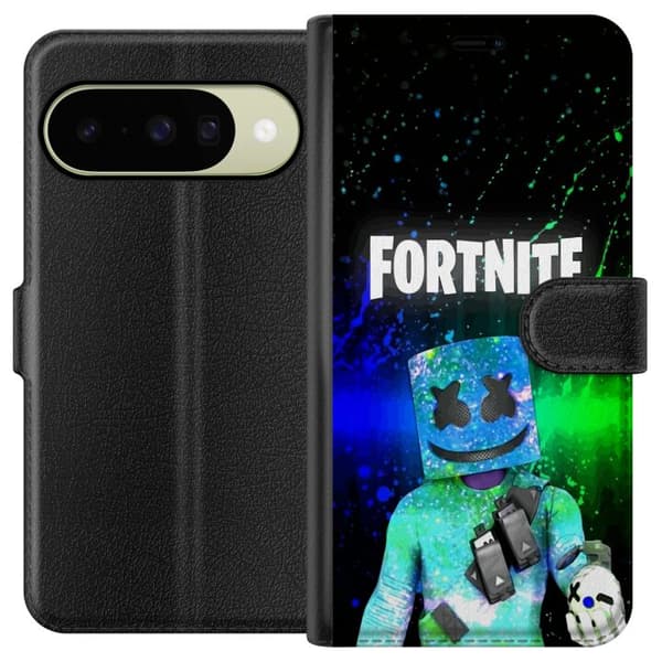 Kompatibel Tegnebogsetui til Google Pixel 10 Farverig maskeradefigur med glitrende hjelm mod mørk baggrund