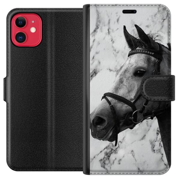 Kompatibel Tegnebogsetui til Apple iPhone 11 Marmor med hest