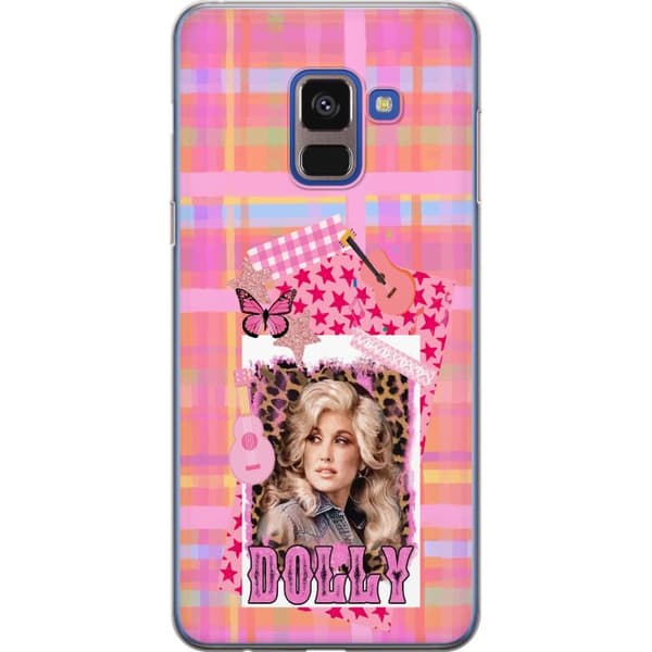 Kompatibelt Mobildeksel til Samsung Galaxy A8 (2018) Dolly Parton rosa countrycollage med gitarr