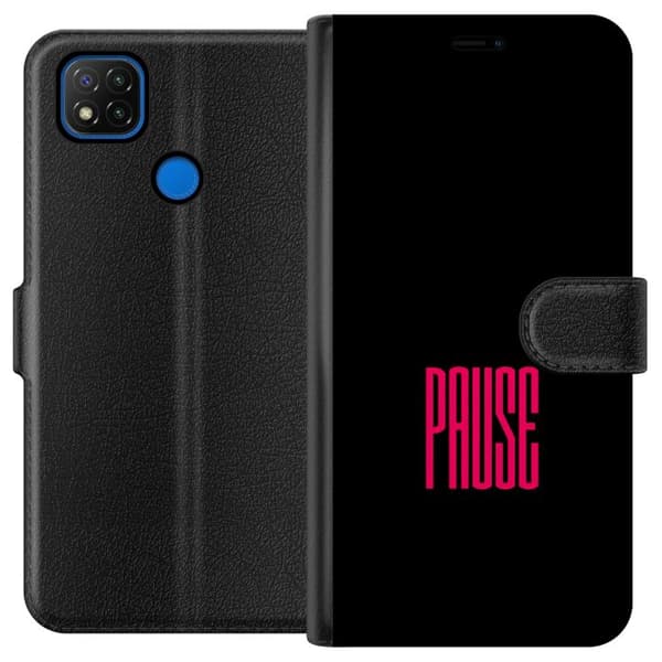 Kompatibelt Lommeboketui til Xiaomi Redmi 9C Pause text