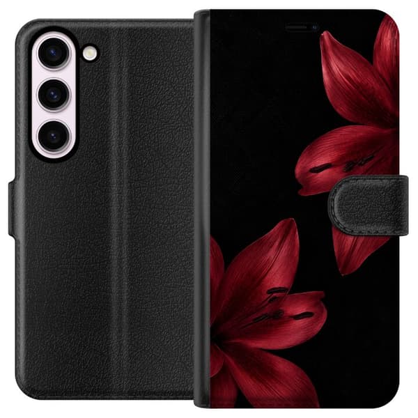 Kompatibelt Plånboksfodral till Samsung Galaxy S23 Red Lily Noir