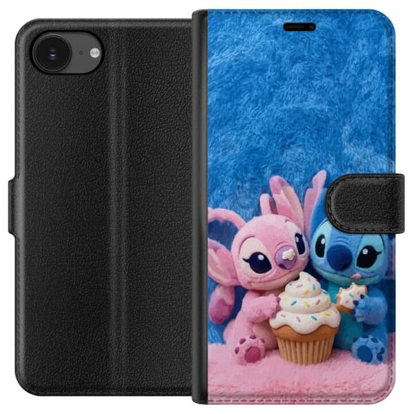 Kompatibel Tegnebogsetui til Apple iPhone 17e Søde blå og lyserøde figurer med stor cupcake og krymmel