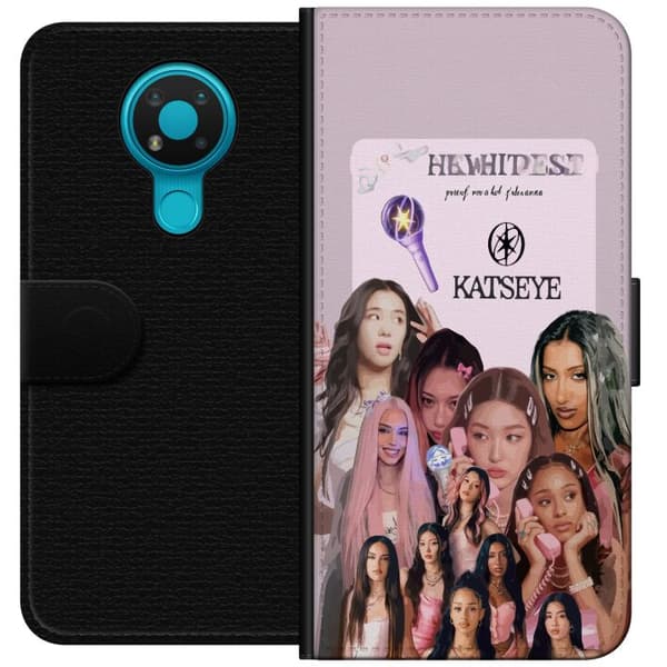 Kompatibel Tegnebogsetui til Nokia 3.4 KATSEYE rosa collage