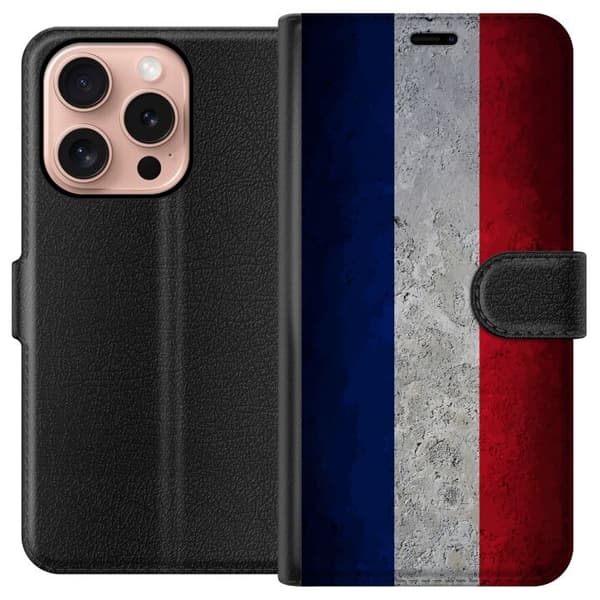 Kompatibel Tegnebogsetui til Apple iPhone 16 Pro Renset fransk flagdesign