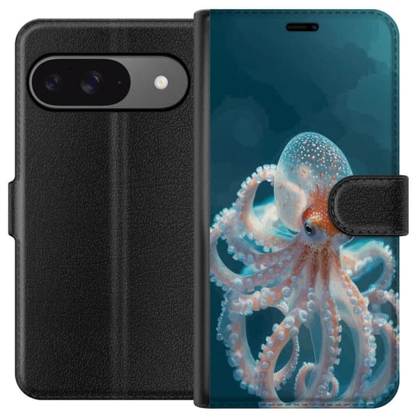 Kompatibel Tegnebogsetui til Google Pixel 9 Pro Nærbillede af blæksprutte med bløde farvetoner
