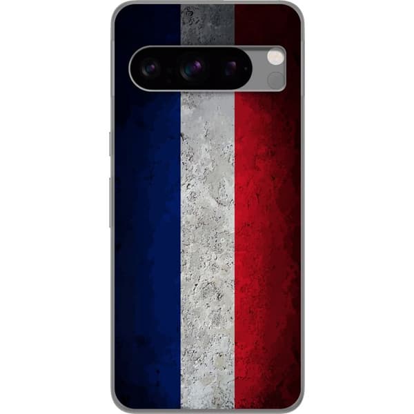 Kompatibelt Mobildeksel til Google Pixel 8 Pro Fransk flagg med rustikk betongstruktur