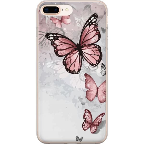 Kompatibelt Mobilskal till Apple iPhone 8 Plus Rosa fjärilar