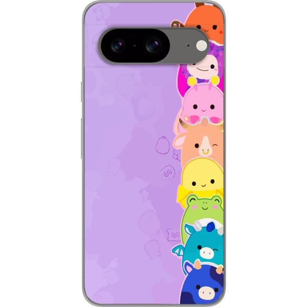 Kompatibelt Mobildeksel til Google Pixel 8  Lekende illustrasjon med glade Dumpling Squishy-karakterer i regnbuefarger