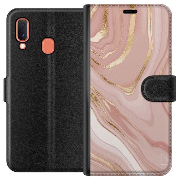 Kompatibelt Lommeboketui til Samsung Galaxy A20e Marmor Gull