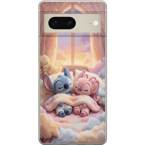 Yhteensopiva Puhelinkuori Google Pixel 7 Sovande blå och rosa figurer