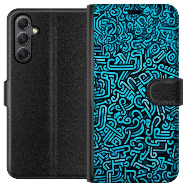 Kompatibel Tegnebogsetui til Samsung Galaxy A24 4G Blå abstrakt graffiti
