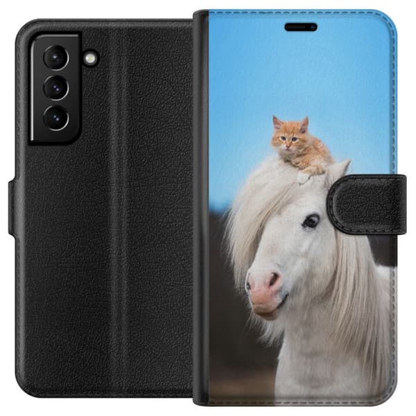Kompatibel Tegnebogsetui til Samsung Galaxy S21+ 5G Kat og Hest