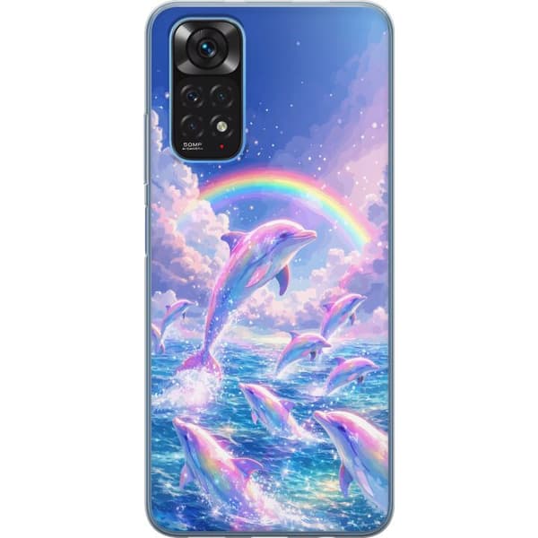 Kompatibelt Mobildeksel til Xiaomi Redmi Note 11 Glittrande regnbågsdelfiner