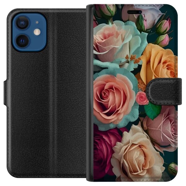 Kompatibel Tegnebogsetui til Apple iPhone 12 mini Färgglada rosor