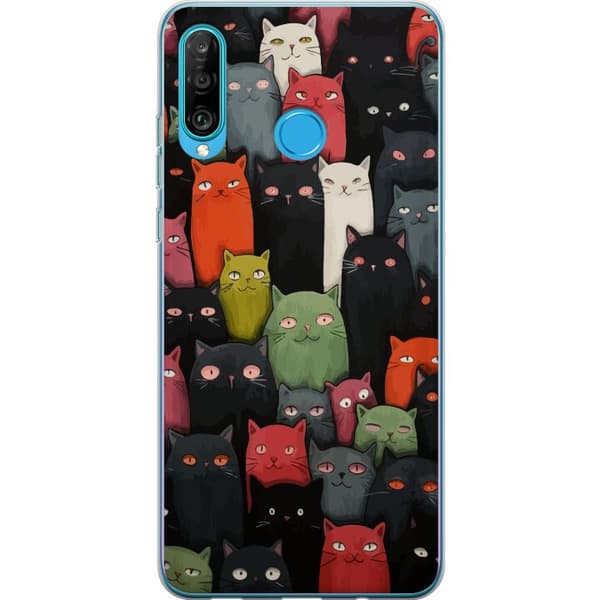 Kompatibelt Mobilskal till Huawei P30 lite Katter