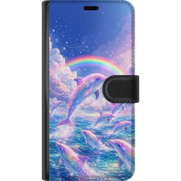 Kompatibel Tegnebogsetui til Apple iPhone 11 Pro Glittrande regnbågsdelfiner