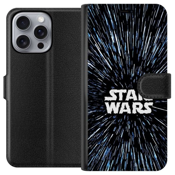 Kompatibel Tegnebogsetui til Apple iPhone 16 Pro Max Klassisk Star Wars design med rumfølelse