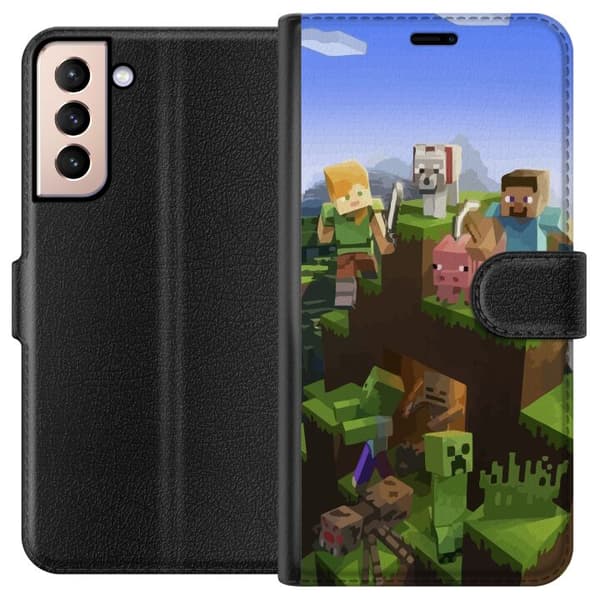 Kompatibelt Lommeboketui til Samsung Galaxy S21 MineCraft
