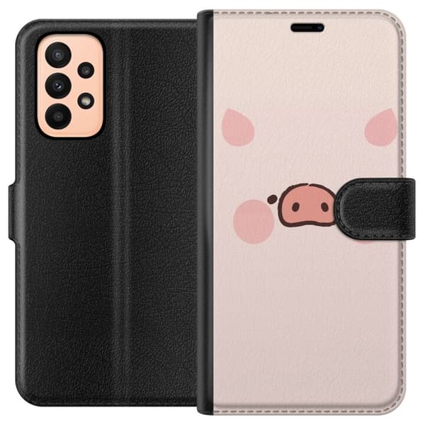 Kompatibel Tegnebogsetui til Samsung Galaxy A23 Minimalistiskt grisansikte