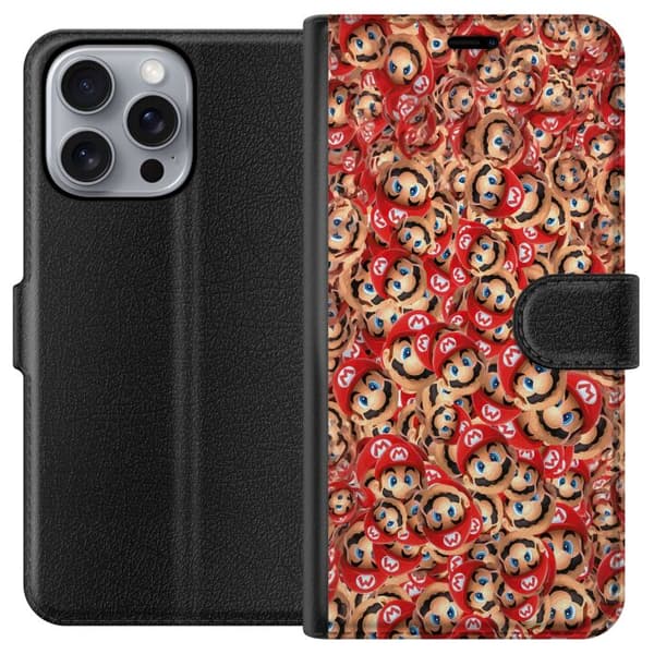 Kompatibel Tegnebogsetui til Apple iPhone 16 Pro Max Farverig Super Mario-mønster