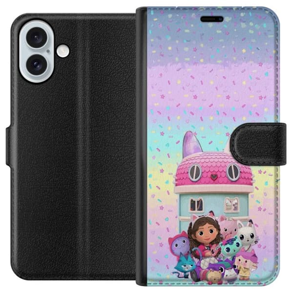Kompatibelt Plånboksfodral till Apple iPhone 16 Plus Gabbys Dockhus-tema med glada figurer
