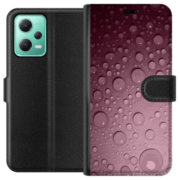 Kompatibelt Lommeboketui til Xiaomi Redmi Note 12 Rosa vattendroppar
