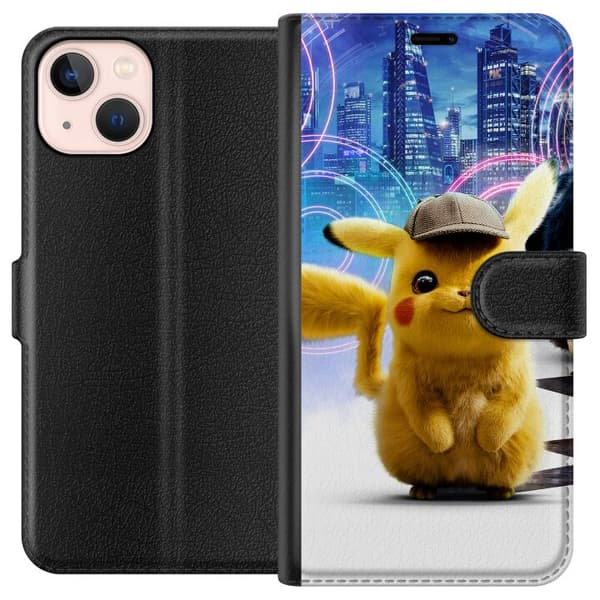 Kompatibelt Plånboksfodral till Apple iPhone 13 mini Detective Pikachu - Pikachu