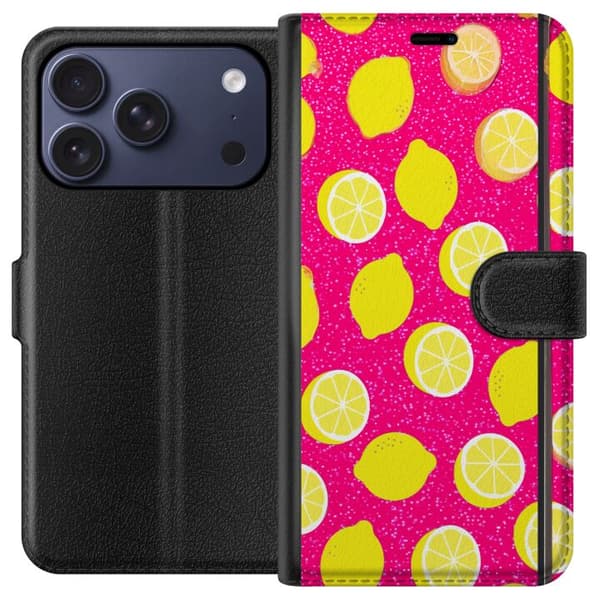 Kompatibelt Plånboksfodral till Apple iPhone 17 Pro Citronmönster rosa