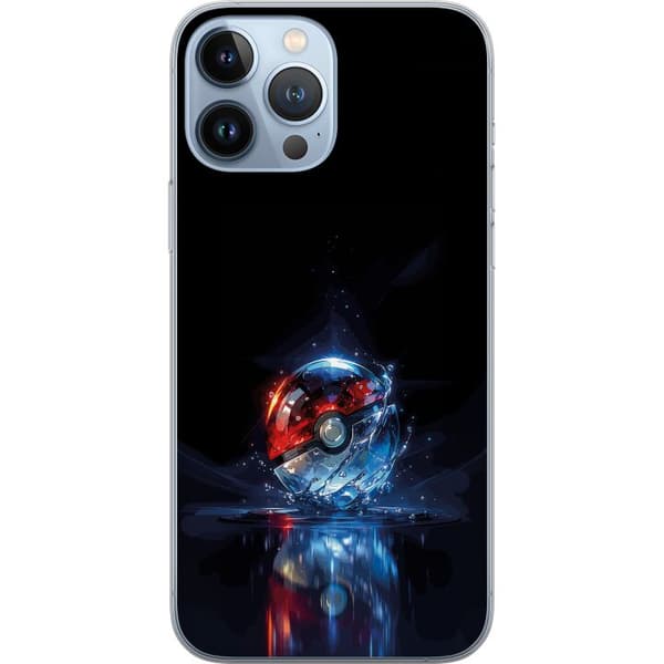 Kompatibelt Mobildeksel til Apple iPhone 13 Pro Max Pokéball med refleksjon og blå vann effekter