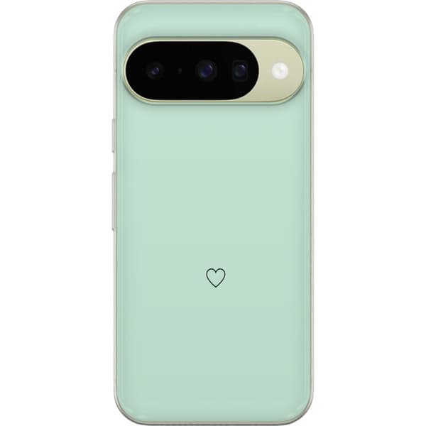 Kompatibel Mobilcover til Google Pixel 10 Enkel sort hjertekontur centreret mod mintgrøn baggrund
