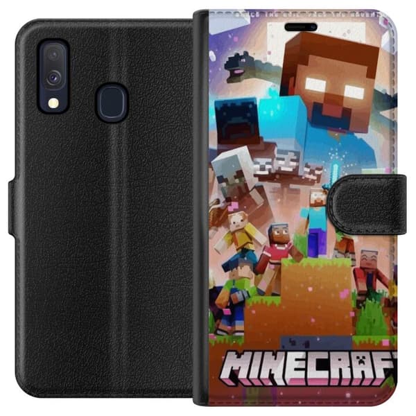 Kompatibel Tegnebogsetui til Samsung Galaxy A40 Minecraft