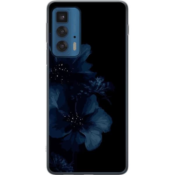 Kompatibelt Mobildeksel til Motorola Edge 20 Pro Mörkblå blommor
