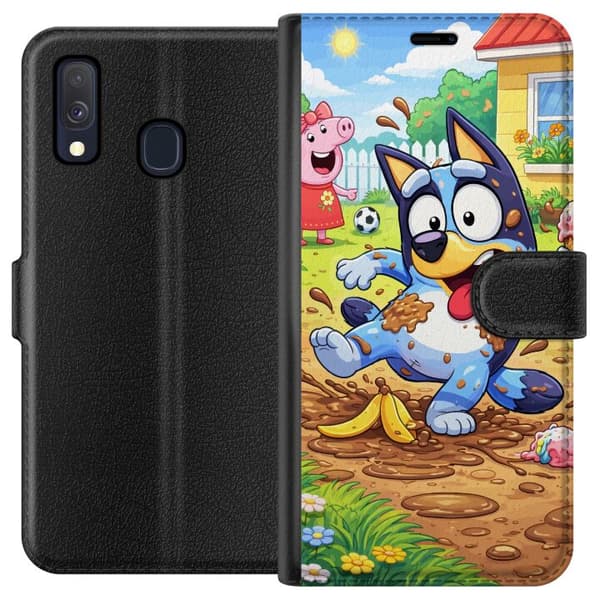Kompatibel Tegnebogsetui til Samsung Galaxy A40 Blåy