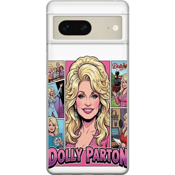 Kompatibelt Mobildeksel til Google Pixel 7 Dolly Parton tecknat countrycollage