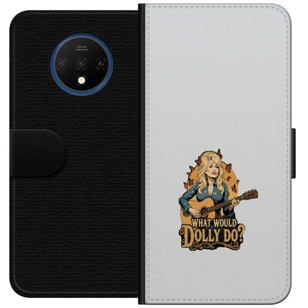 Kompatibel Tegnebogsetui til OnePlus 7T Dolly Parton med gitarr och fjärilar