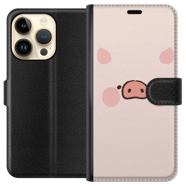 Kompatibelt Plånboksfodral till Apple iPhone 14 Pro Minimalistiskt grisansikte