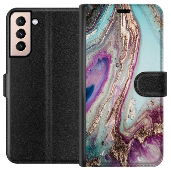 Kompatibelt Lommeboketui til Samsung Galaxy S21 Lila marmor