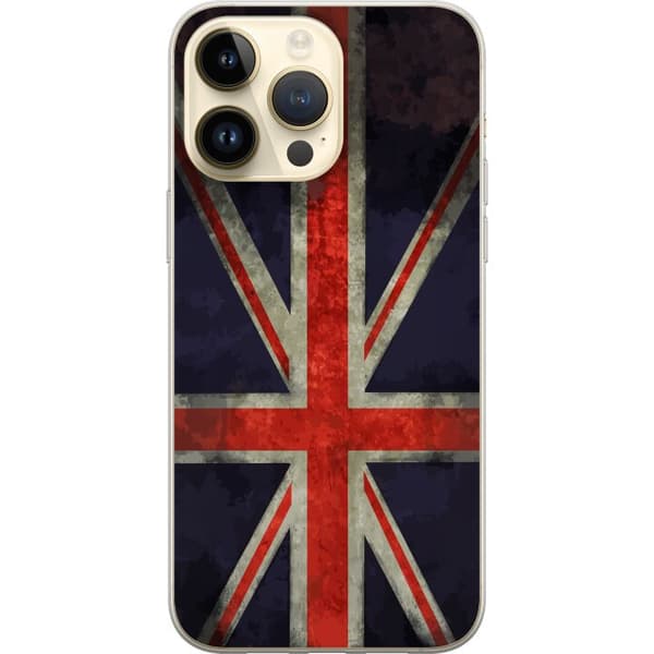 Kompatibelt Mobildeksel til Apple iPhone 14 Pro Max Britisk flagg med rustikk følelse